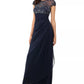 XSCAPE Womens Dress XL / Navy XSCAPE - Sheer Illusion Beaded Dress