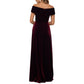 XSCAPE Womens Dress L / Burgundy XSCAPE - Velvet Off Shoulder sweet heart neck Evening Dress