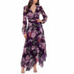 XSCAPE Womens Dress L / Purple XSCAPE - Women's Chiffon Floral Long Dress