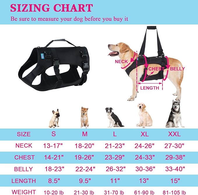 YRENOER Pet Accessories XL / Black YRENOER - Dog Lift Harness