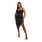 ZOMVA Womens Dress XXL / Black ZOMVA - Strappy Satin Wrap Midi Dress