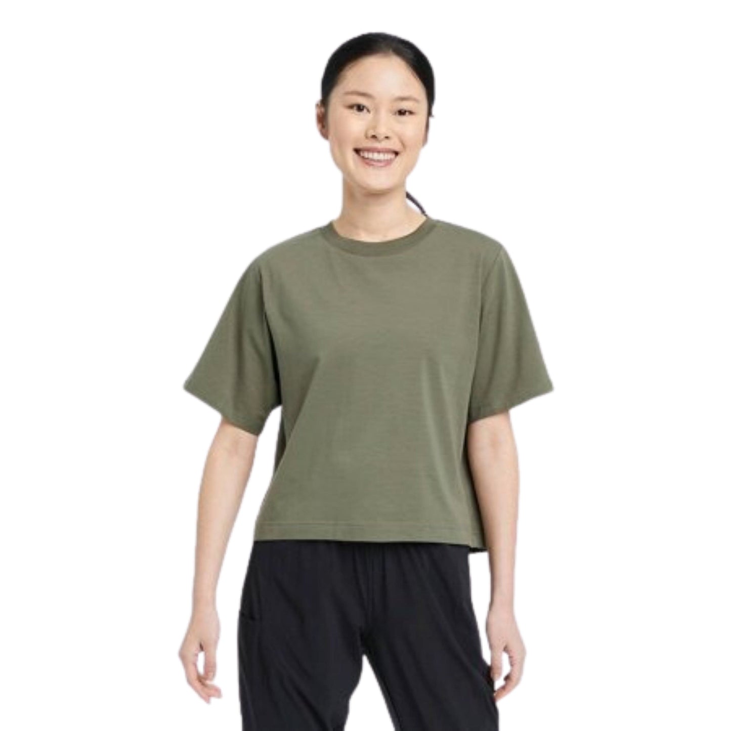 ALL IN MOTION Womens Tops M / Green ALL IN MOTION - Supima Cotton Short Sleeve Top