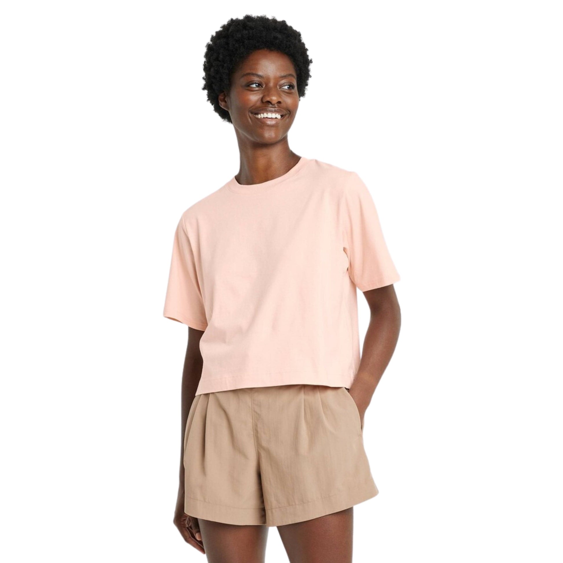 ALL IN MOTION Womens Tops L / Pink ALL IN MOTION - Supima Cotton Short Sleeve Top